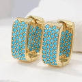 Turquoise Crush Gold Hoop Earrings