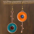 Antique Bronze-Coloured Stone Earrings