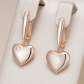 Modern Rose Gold Heart Drop Zirconia Earrings