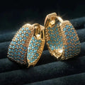 Adorned Turquoise Gold Floral Hoop Earrings