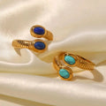 Bohemian Gold Lapis Lazuli and Turquoise Adjustable Ring
