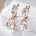 Crystal Leaf Pearl Drop Earrings