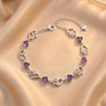 Double Heart Charms & Cubic Zirconia Bracelet