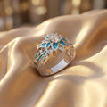 Elegant Turquoise Flower Crystal Ring