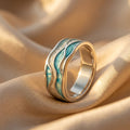 Turquoise Sea Silver Ripple Ring
