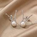 Antique Irregular Silver Pearl Earrings