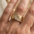 Exquisite Gold Inlay Zirconia Leaf Ring