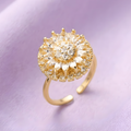 Zirconia Charming Sunflower Ring – Adjustable