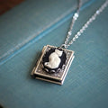 Vintage Cat Book Pendant Necklace – Rotating Page Detail