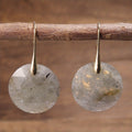 Faceted Round Moonstone Gold Earrings