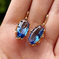 Golden Blue Flower Gold Earrings