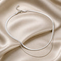 White Gold Snake Chain Layered Necklace