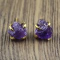 Irregular Mineral Four-Claw Stud Earrings