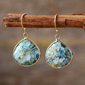 Bohemian Gold-Textured Turquoise Earrings