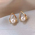 Exquisite Geometric Pearl Inlay Earrings