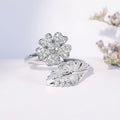 Flower & Leaf Zirconia Adjustable Ring