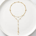 Gold Double-Layered Long Tassel Bead Necklace