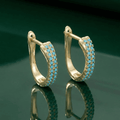 Turquoise Pavé Classic Gold Huggies