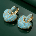 Turquoise Heart Pavé Lock Earrings