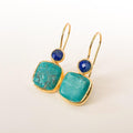 Vintage Green Gold Glass Earrings