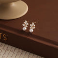 Freshwater Pearl Blossom Cluster Drop Stud Earrings