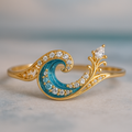 Ring "Wave from the Sea" with Sparkling Crystal