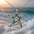 Necklace with Light Blue Starfish and Opal