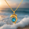 Gold Chain with Dolphin and Crystal