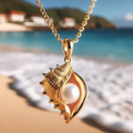 Pearl and Gold Shell Necklace