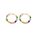 Gold Multicolour Enamel Hoop Earrings