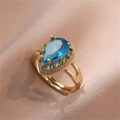 Green, White & Blue Stone Water Drop Zircon Ring